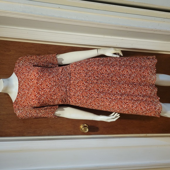 Red Ditsy Print Caroll Paris Midi Dress EU 38 - Picture 1 of 8